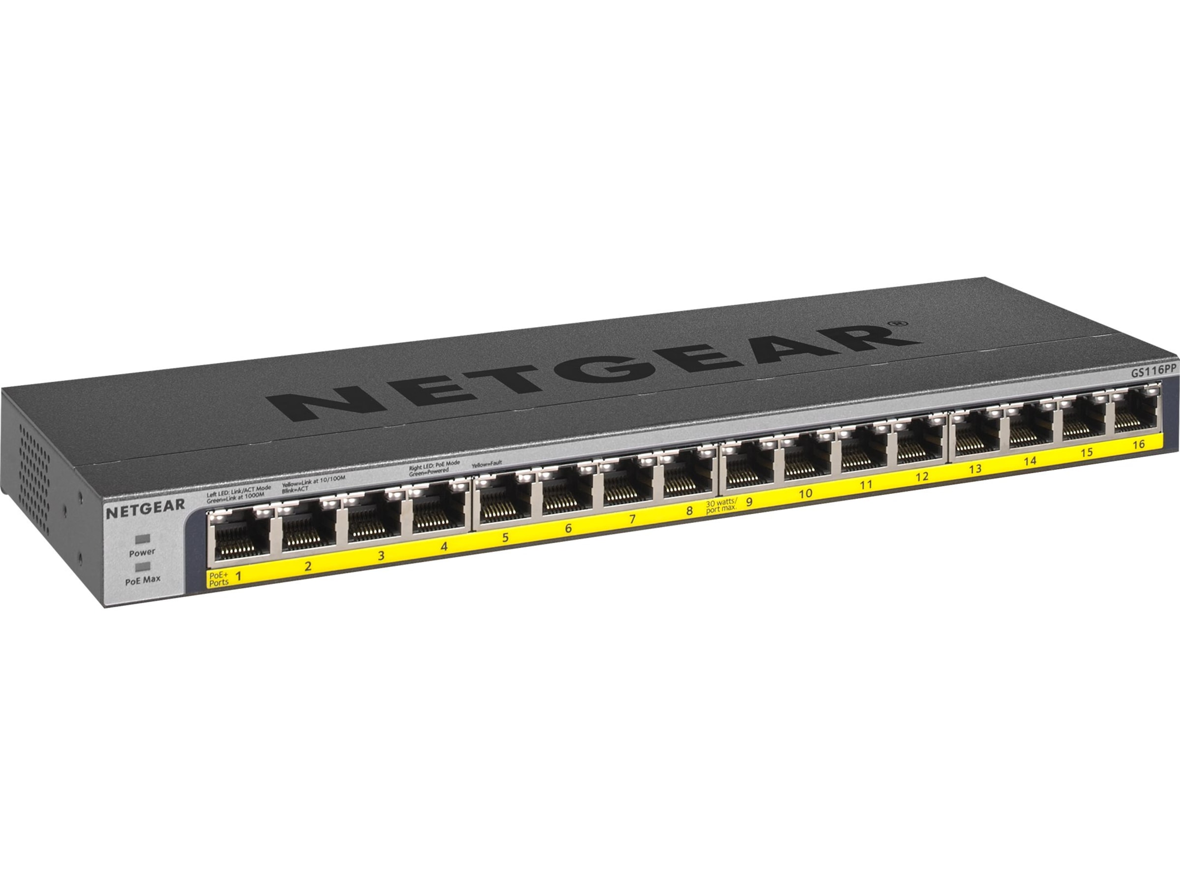 Netgear GS116PP 16-Port PoE/PoE+  Switch Switch