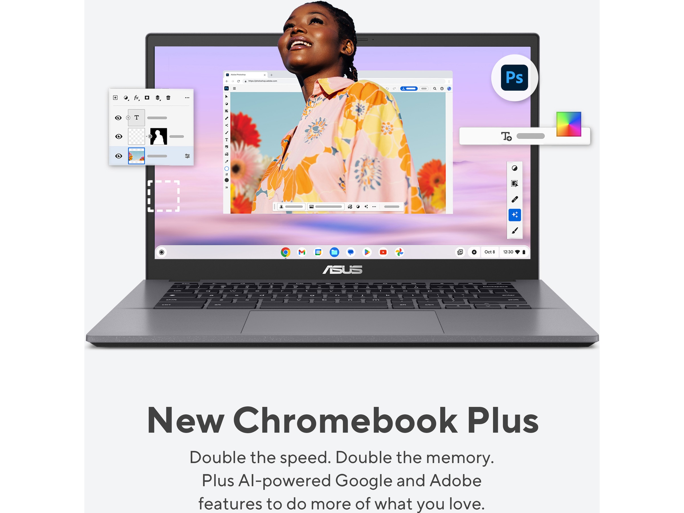 Asus Chromebook Plus CX34 14" FHD (hvit) -B-Grade Demo bærbar PC