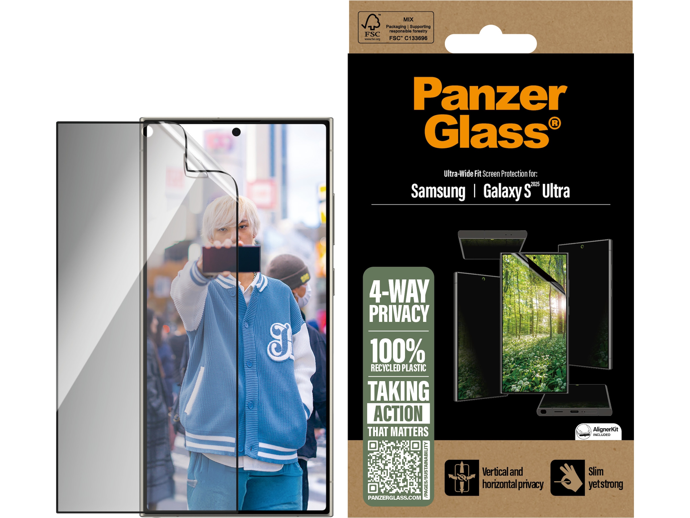 PanzerGlass Galaxy S25 Ultra ECO MATRIX 4-way Privacy Skjermbeskytter Skjermbeskytter