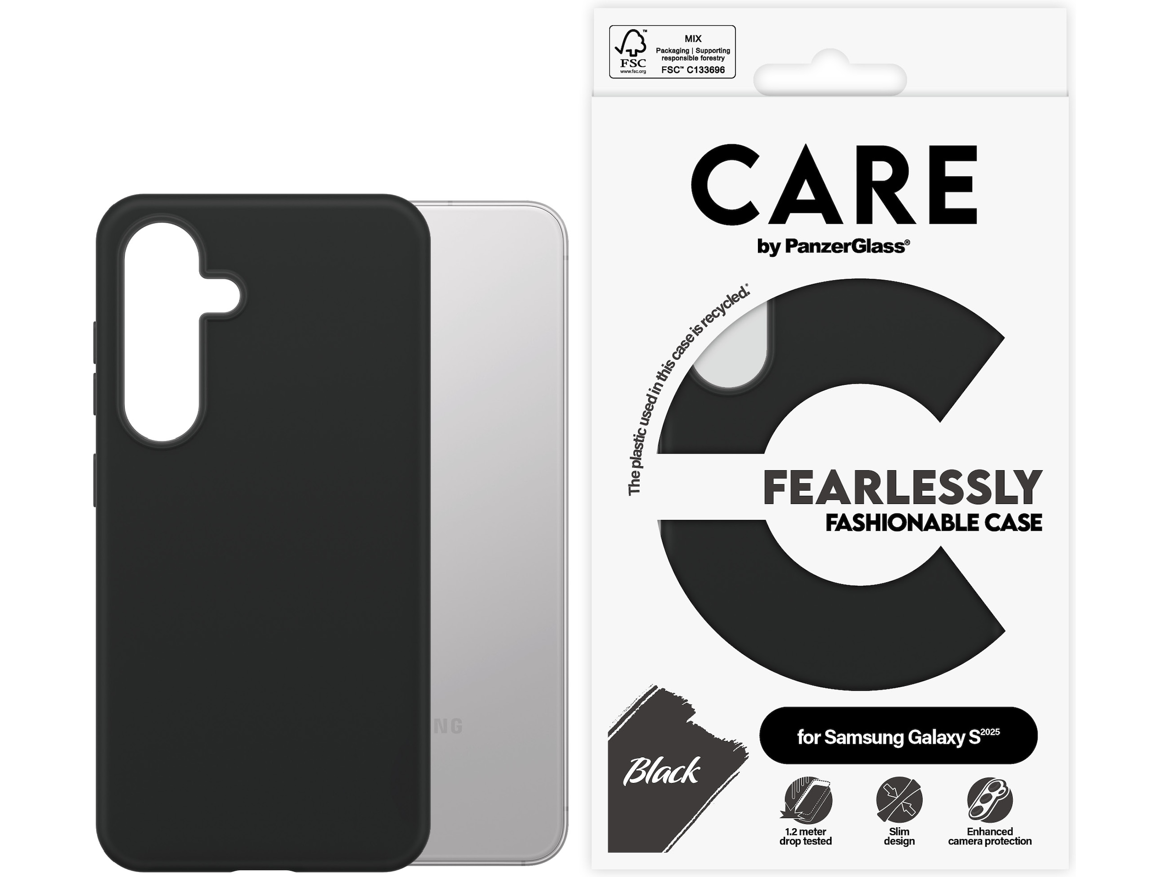 PanzerGlass CARE Galaxy S25 Fashion deksel (sort) Mobildeksel