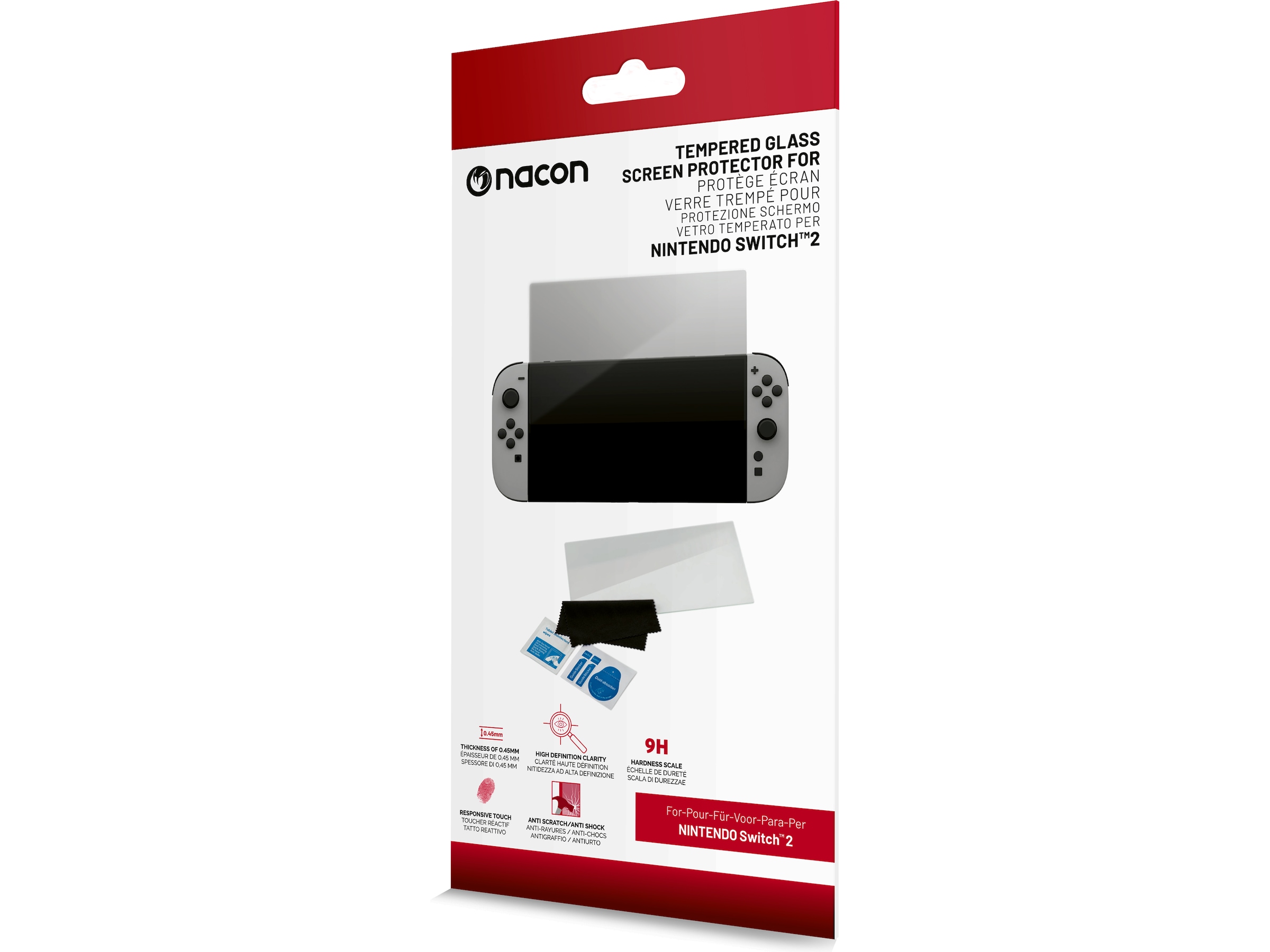 Nacon Tempered Glass skjermbeskytter for Nintendo Switch 2 Tilbehør til spillkonsoller