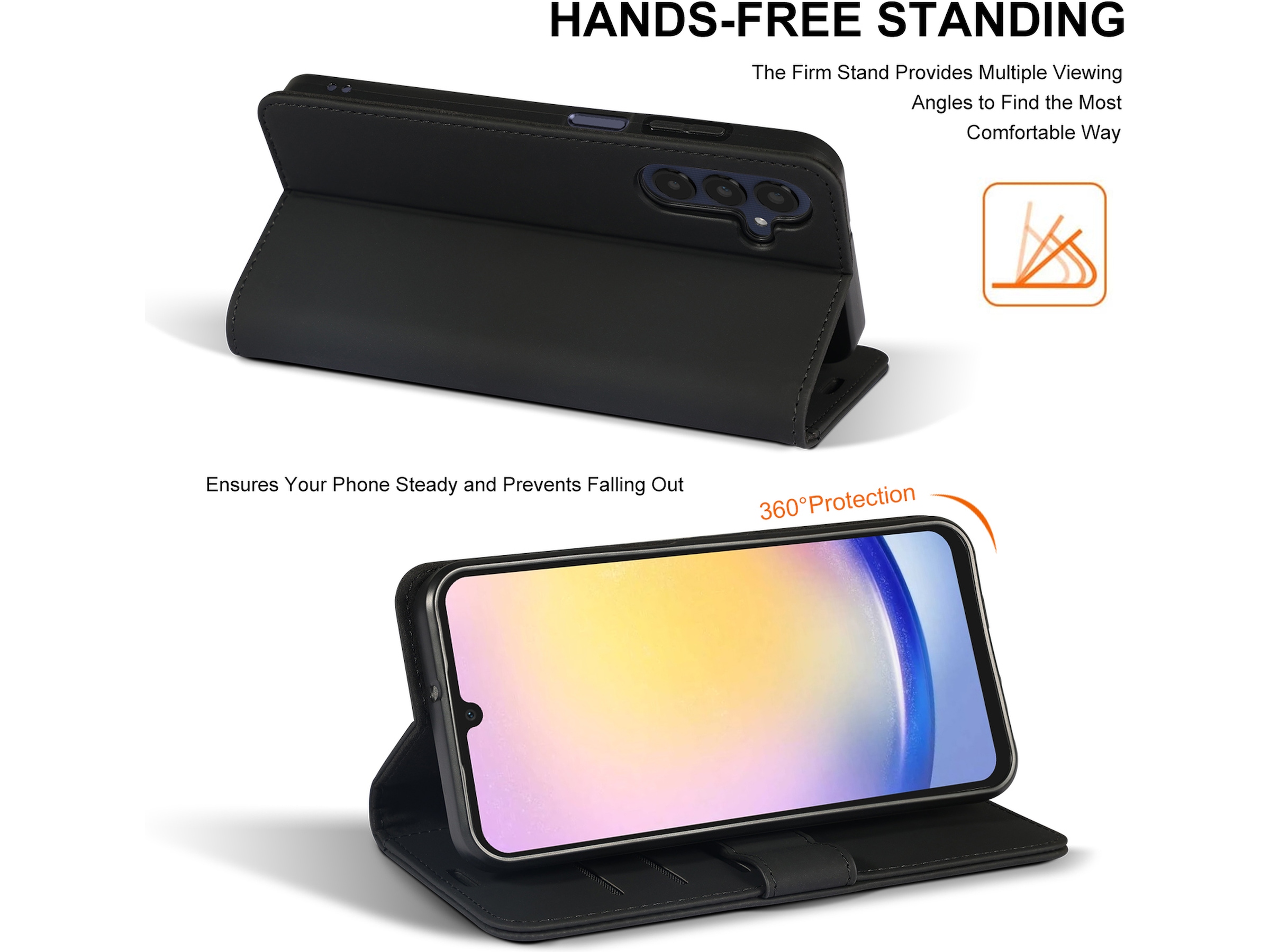 iiglo Samsung Galaxy A25 Lommebokdeksel (sort) Mobildeksel