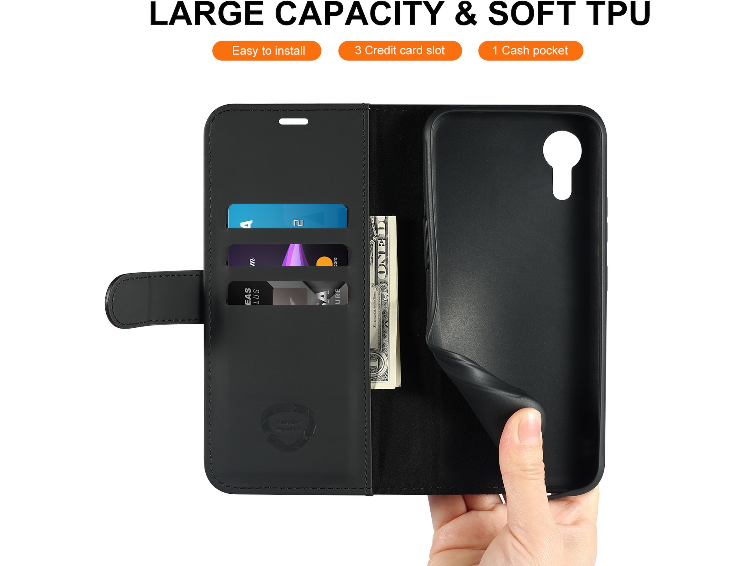 iiglo Samsung XCover 7 Lommebokdeksel (sort) Mobildeksel