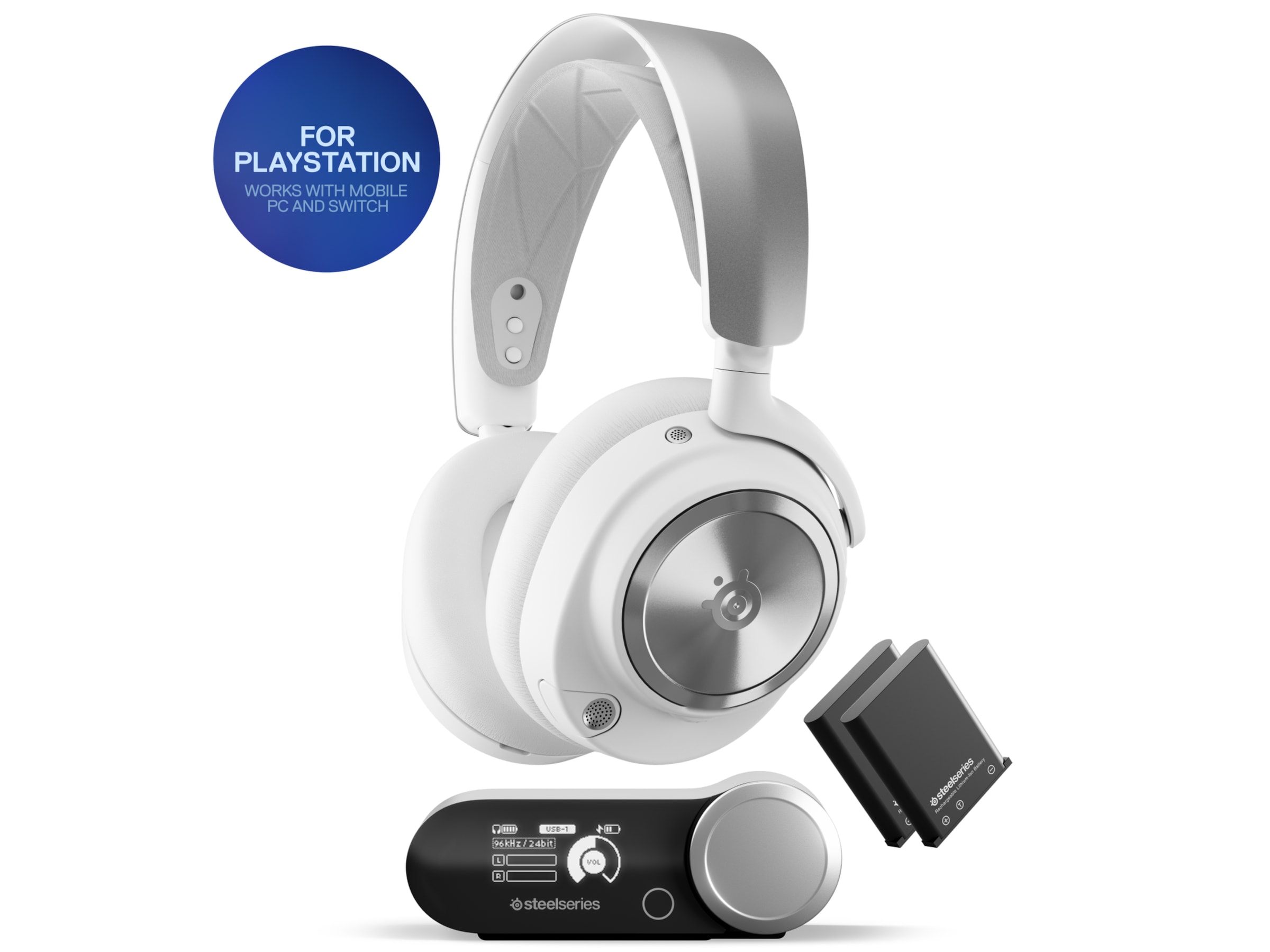 SteelSeries Arctis Nova Pro Wireless P gamingheadset PS5 (hvit) Gamingheadset