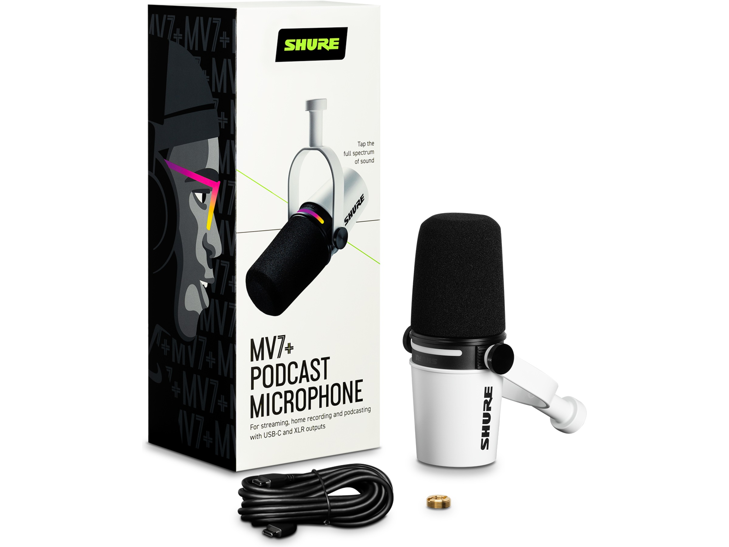Shure MV7+ Podcast Mikrofon (hvit) Mikrofon