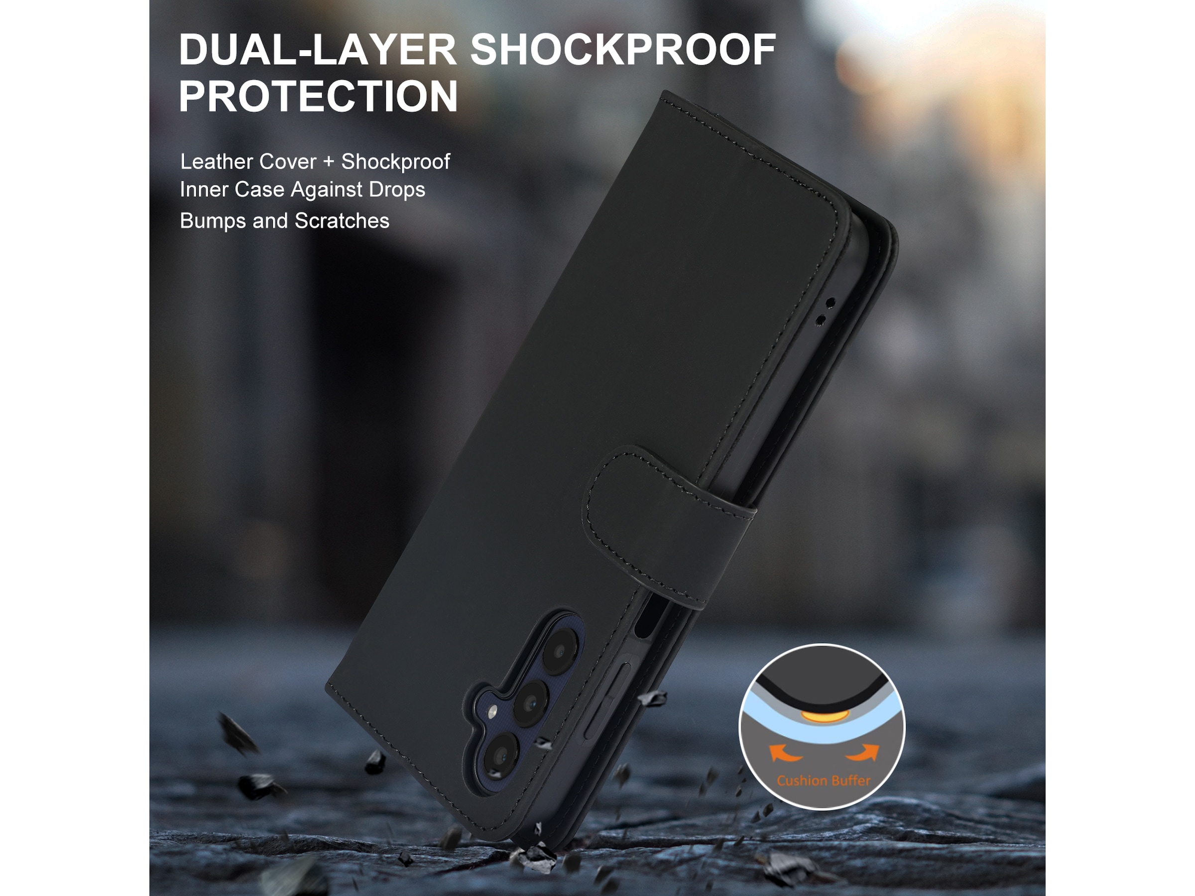 iiglo Samsung Galaxy A25 Lommebokdeksel (sort) Mobildeksel