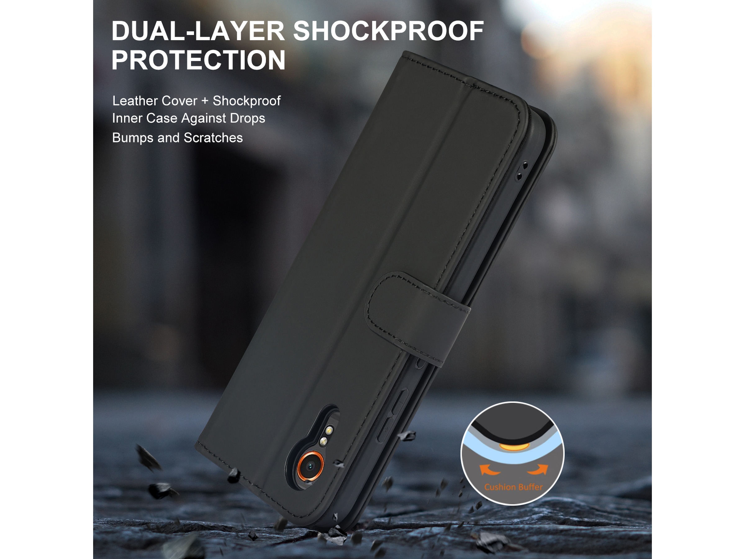 iiglo Samsung XCover 7 Lommebokdeksel (sort) Mobildeksel