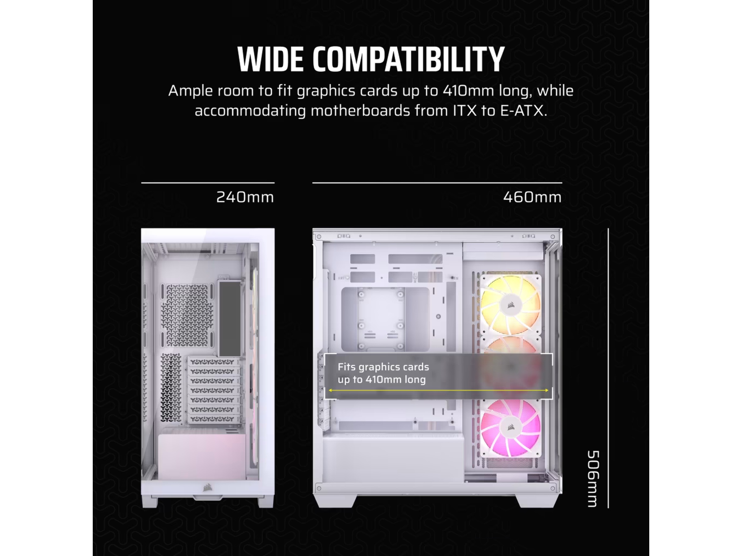 Corsair 3500X ARGB Tempered Glass Mid Tower (hvit) Midi tower