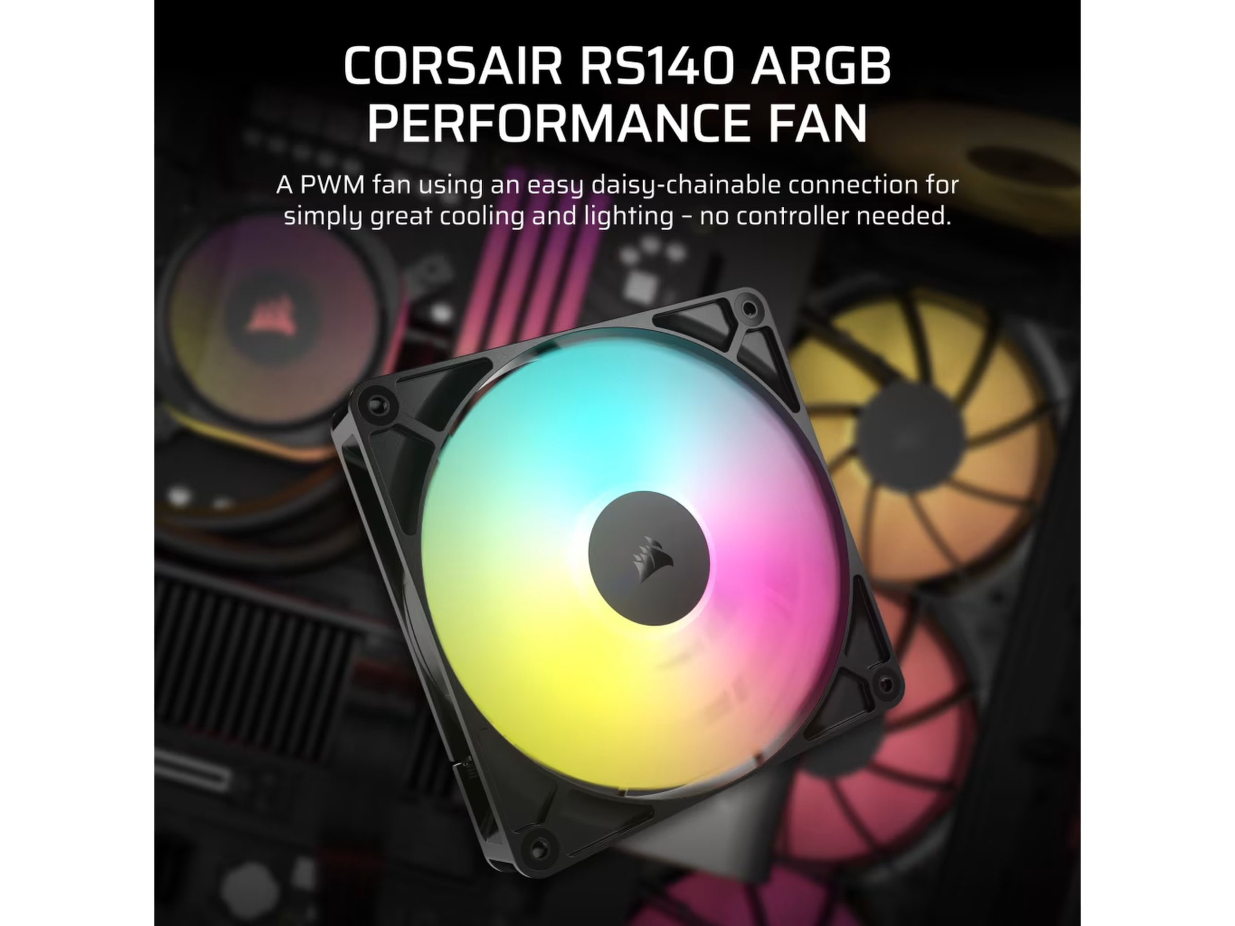 Corsair RS140 ARGB Vifte 2pk (sort) Vifter