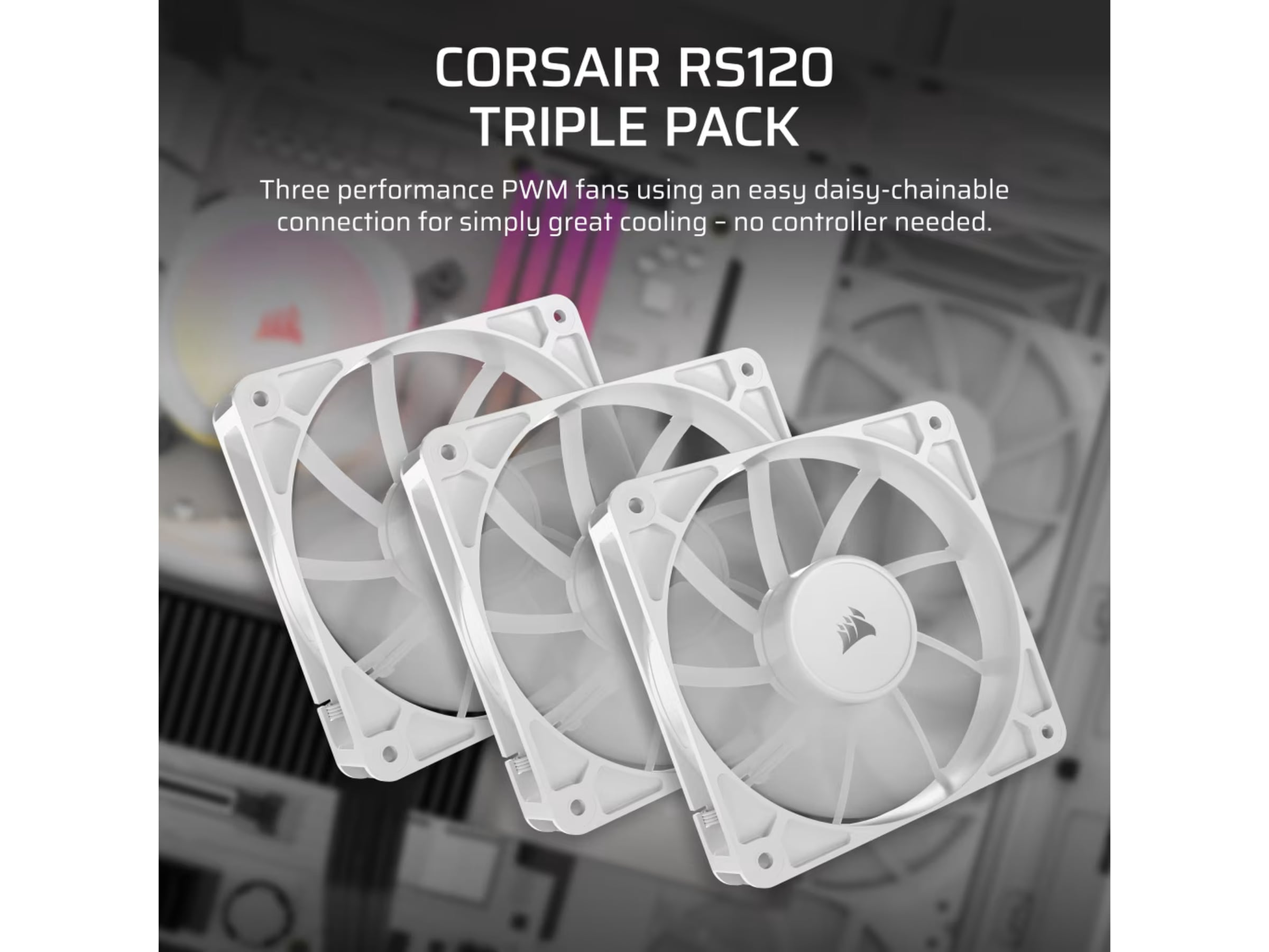 Corsair RS120 Vifte 3pk (hvit) Vifter