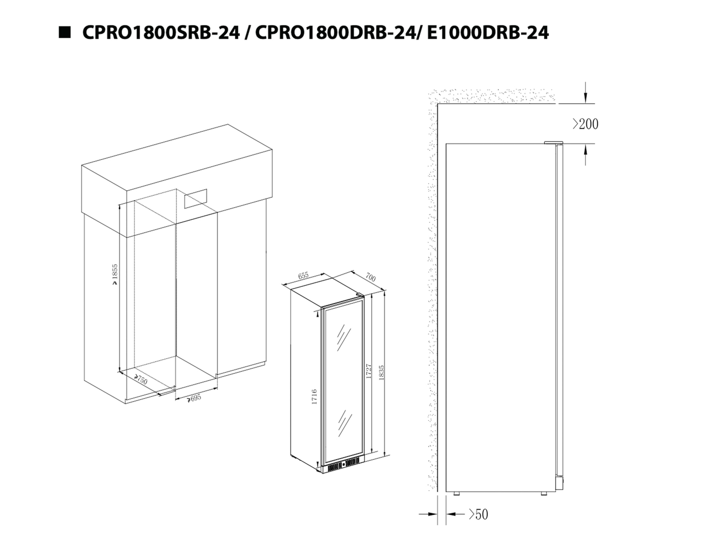 Temptech Elegance E1000DRB-24 vinskap (153 flasker) Frittstående vinskap