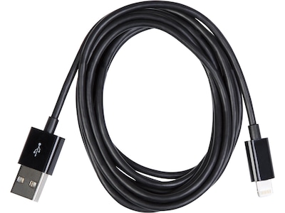 USB A 2.0 male to Lightning male kabel sort 2m