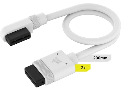 Corsair iCUE Link Kabel 2x 200mm /m Slim 90° (hvit)