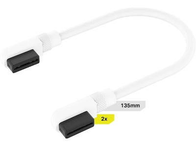 Corsair iCUE Link Kabel 2x 135mm /m Slim 90° (hvit)