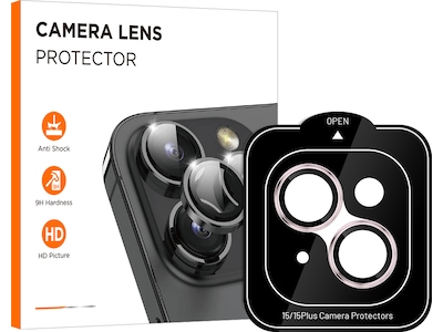 iPhone 15 / 15 Plus Linsebeskytter rosa ramme (rosa)