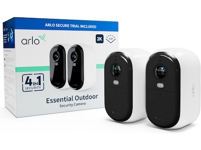 Arlo Essential 2 2K Outdoor overvåkningskamera (hvit) 2pk