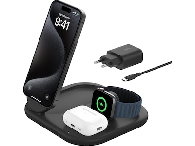 Belkin 3-i-1 Qi2 Trådløs lader (sort)