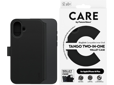 PanzerGlass CARE iPhone 16 Plus Tango 2-i-1 Lommebokdeksel (sort)
