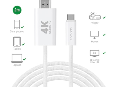 4smarts USB-C til HDMI kabel 2m (hvit)