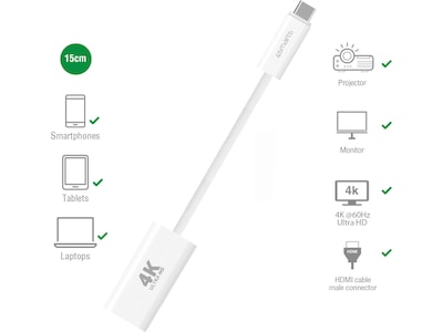 4smarts USB-C til HDMI adapter 15cm (hvit)