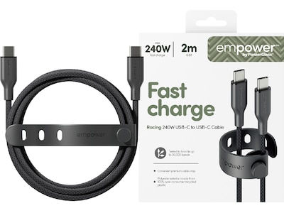 PanzerGlass Racing 240W USB-C kabel, 2m (sort)