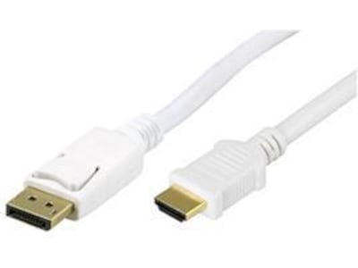 DisplayPort til HDMI kabel 2m (hvit)
