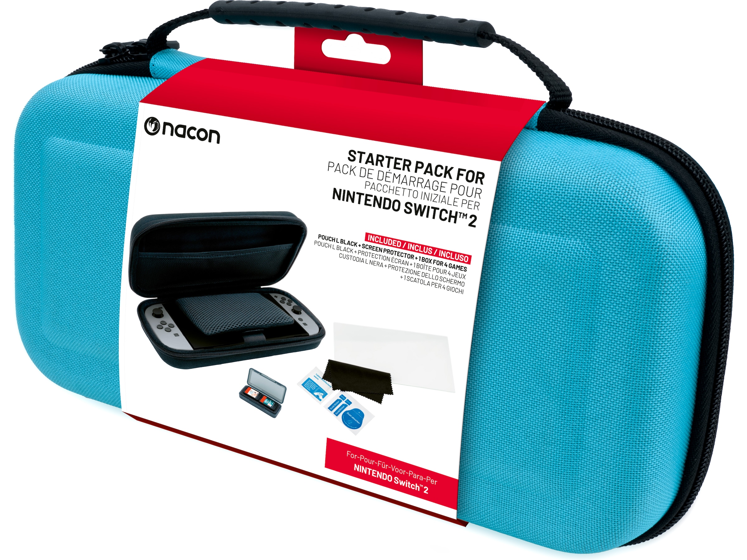 Nacon Rigid Pouch L pakke for Nintendo Switch 2 (blå) Tilbehør til spillkonsoller