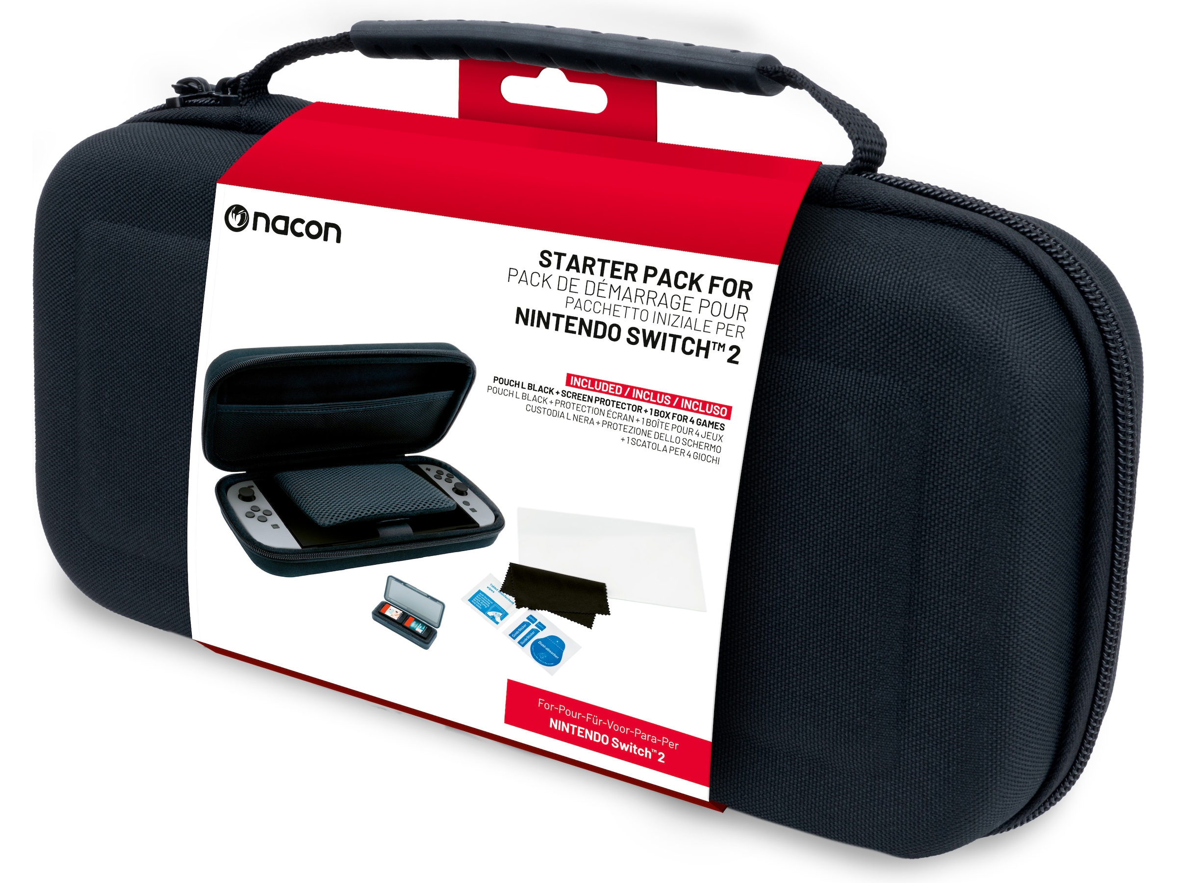 Nacon Rigid Pouch L pakke for Nintendo Switch 2 (sort) Tilbehør til spillkonsoller