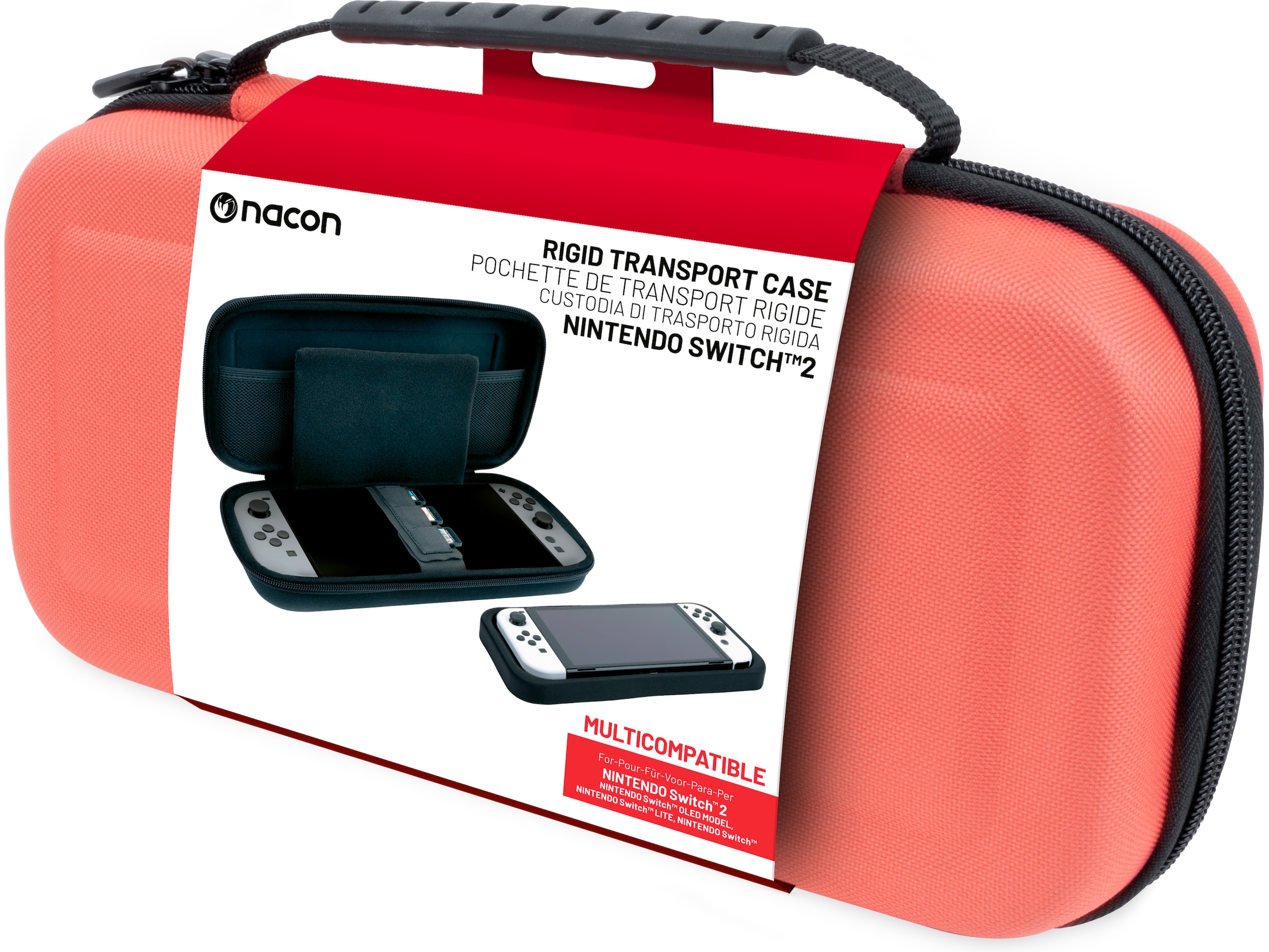 Nacon Transport Case for Nintendo Switch 2 (lys rød) Tilbehør til spillkonsoller