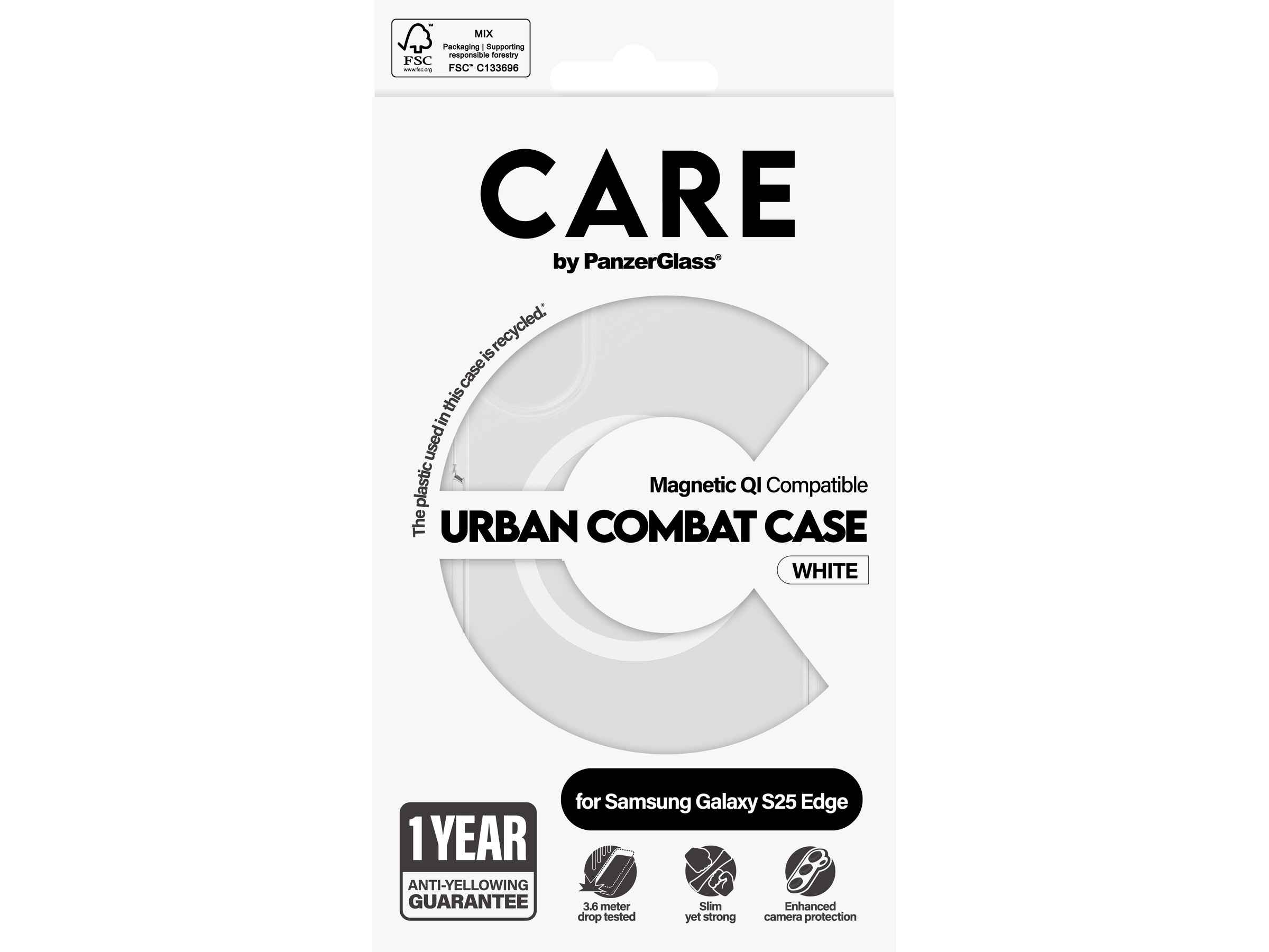 PanzerGlass CARE Galaxy S25 Edge Urban Combat Qi deksel (hvit) Mobildeksel
