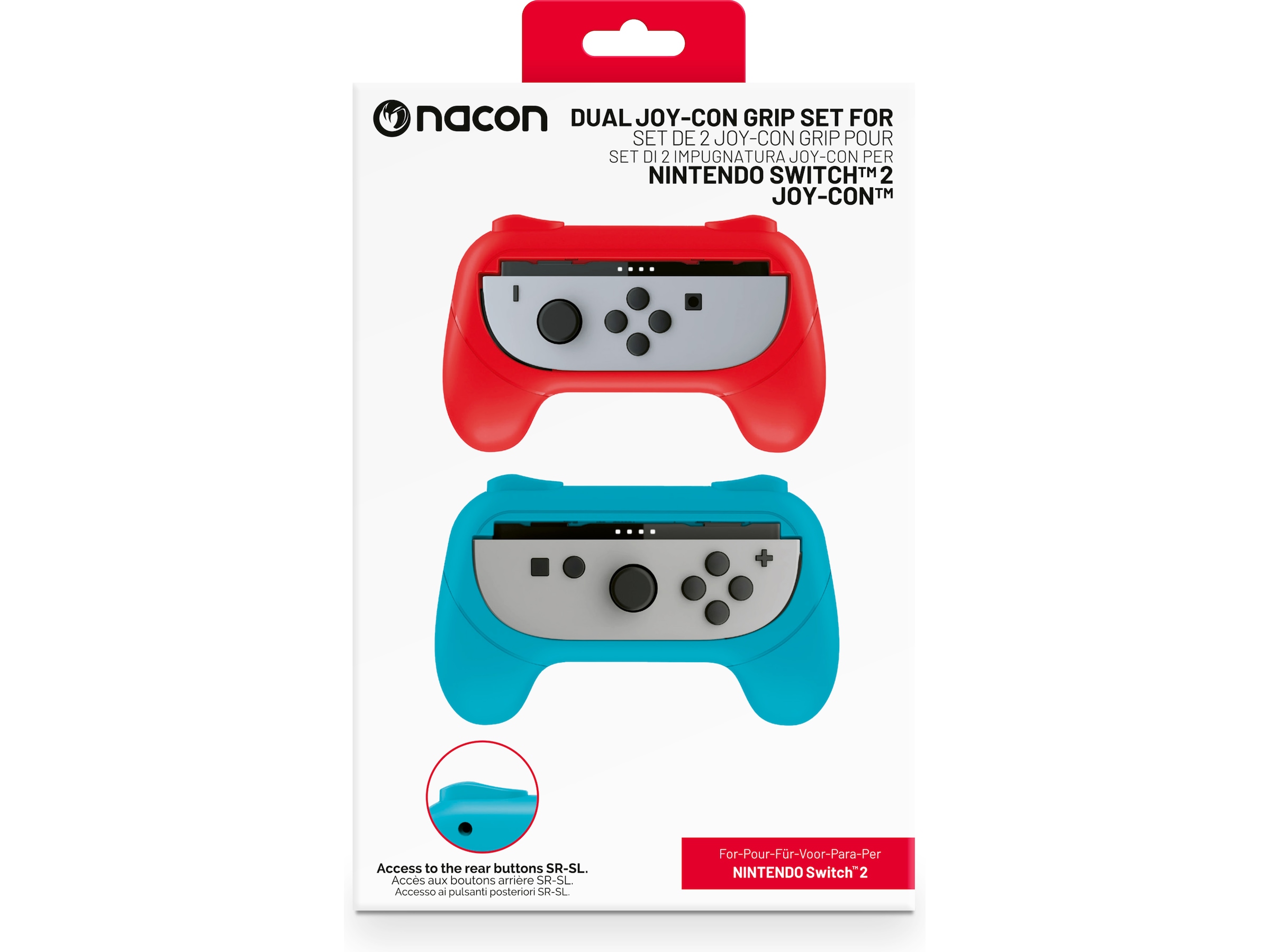 Nacon Joy-Con Grip for Nintendo Switch 2 (blå/rød) Tilbehør til spillkonsoller