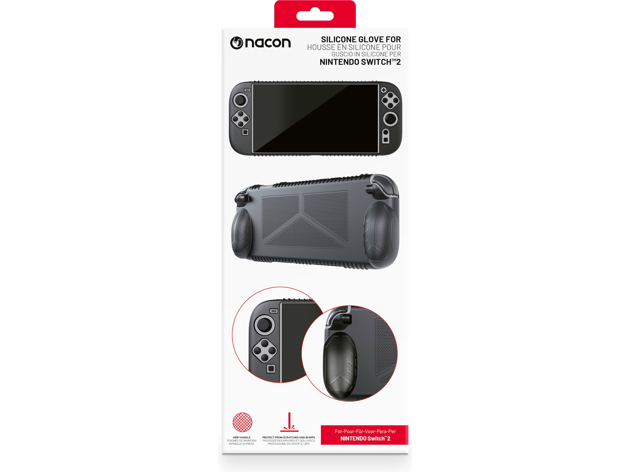 Nacon Silicone Glove for Nintendo Switch 2 (sort) Tilbehør til spillkonsoller