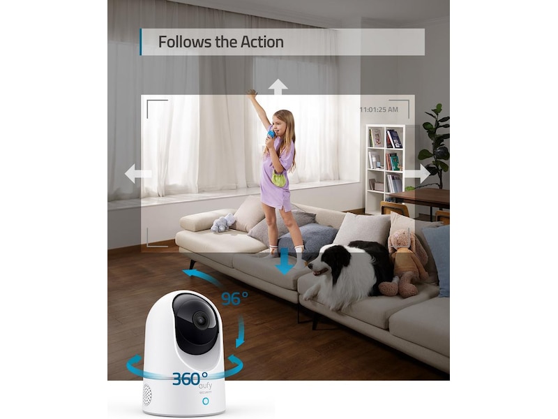 Eufy innendørskamera 2K (hvit) Overvåkningskameraer