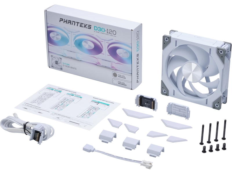 Phanteks D30 120mm PWM DRGB Vifte (hvit) Vifter