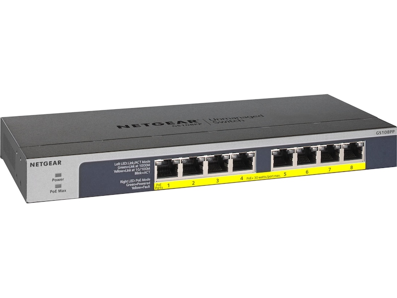 Netgear GS108PP 8-Port Gbit PoE/PoE+ Switch Switch