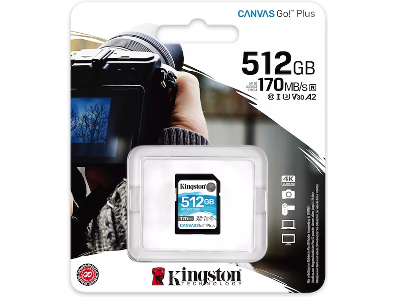 Kingston Canvas Go Plus SDXC 512GB Minnekort til foto & video