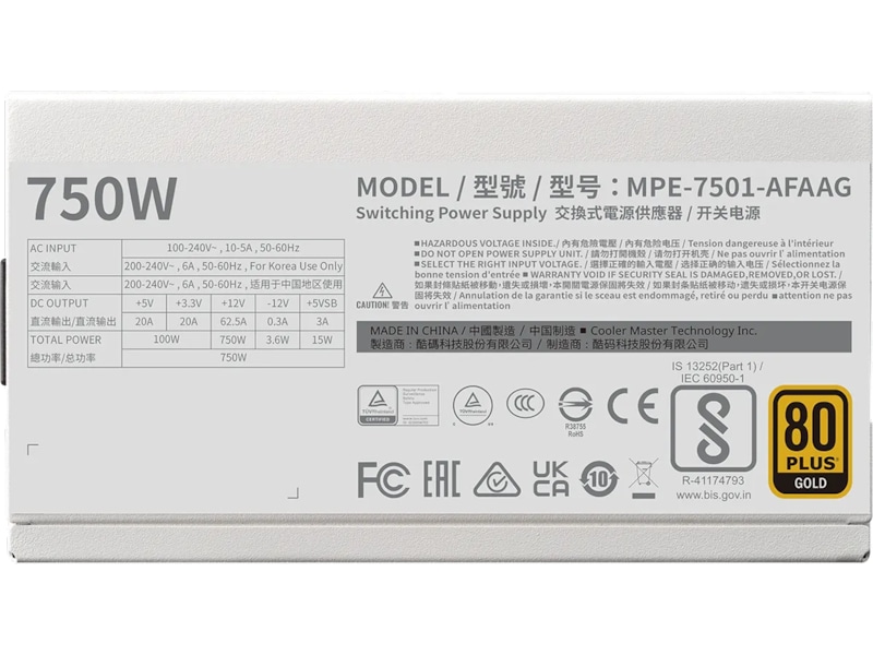 Cooler Master MWE Gold 750 V2 PSU (hvit) Enheter