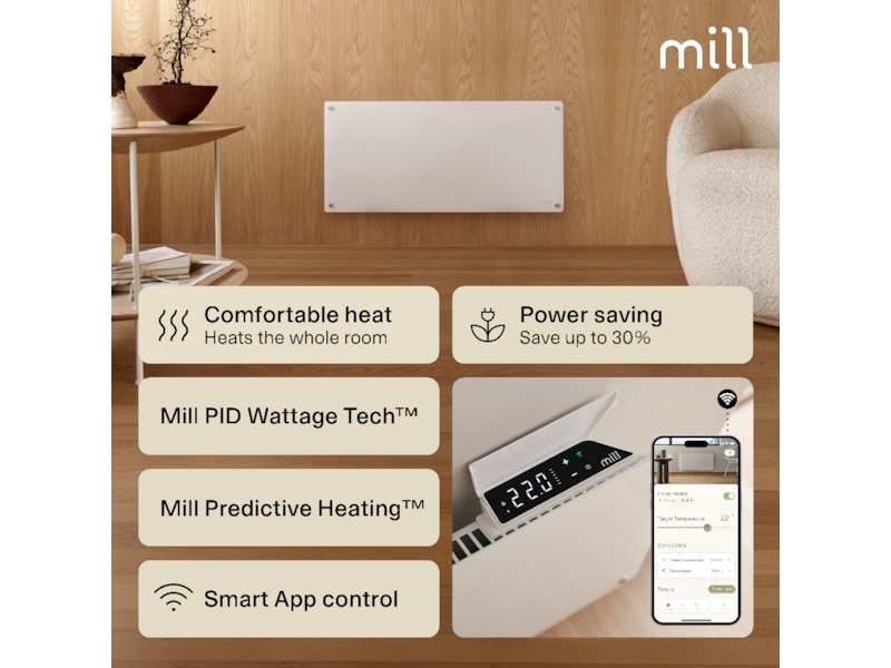 Mill Glass Smart WiFi Gen 4 panelovn 1000W Panelovner