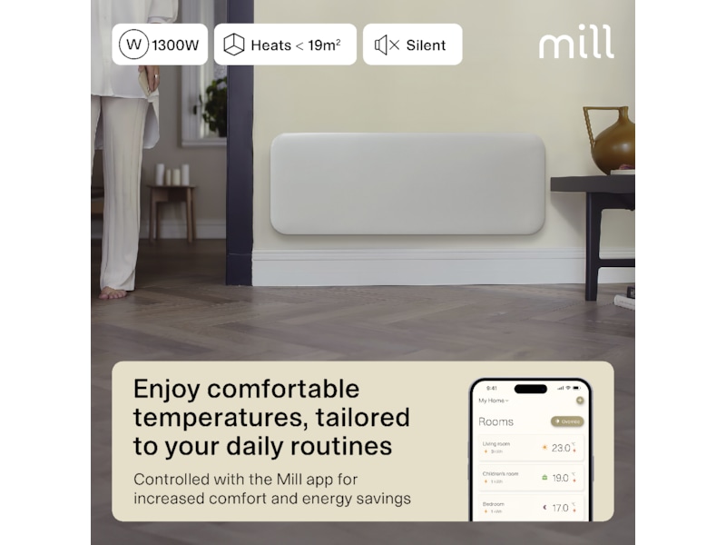 Mill Invisible Smart WiFi Gen 4 panelovn 1300W (hvit) Panelovner