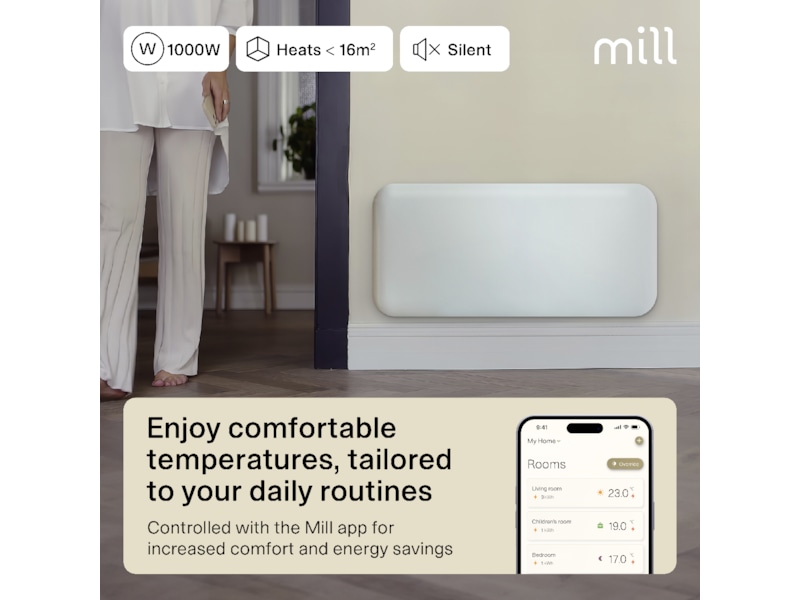 Mill Invisible Smart WiFi Gen 4 panelovn 1000W Panelovner