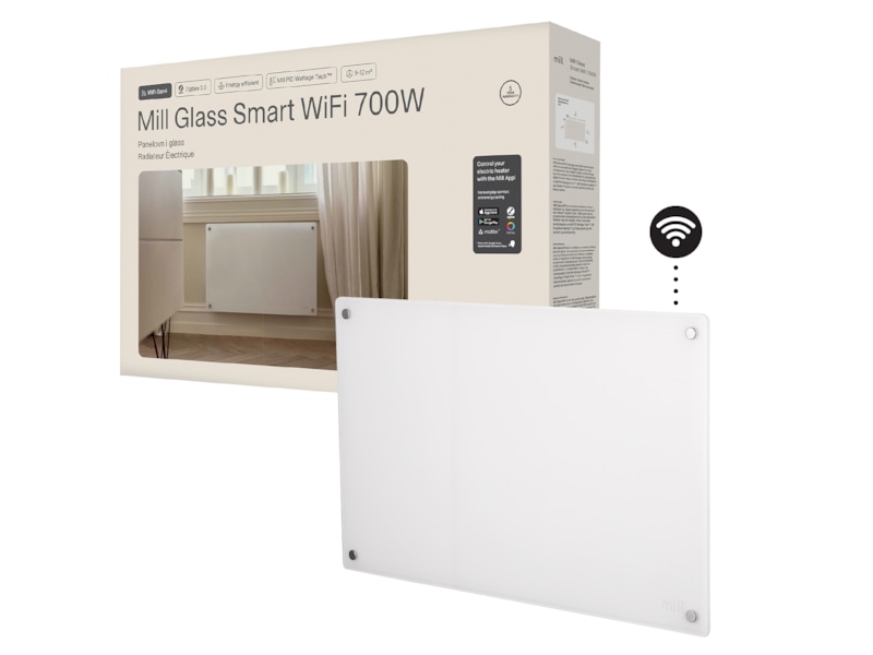 Mill Glass Smart WiFi Gen 4 panelovn 700W (hvit) Panelovner