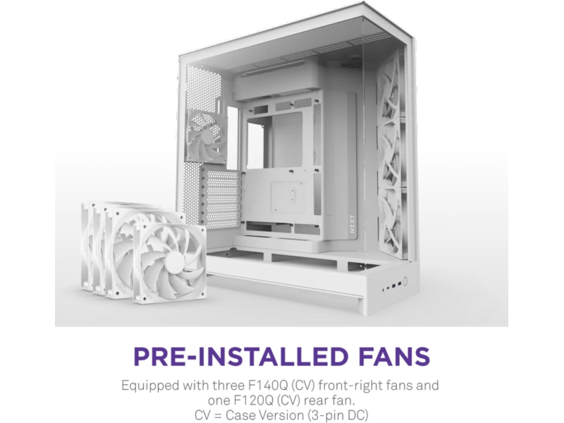 NZXT H9 Flow Mid Tower (hvit) Midi tower