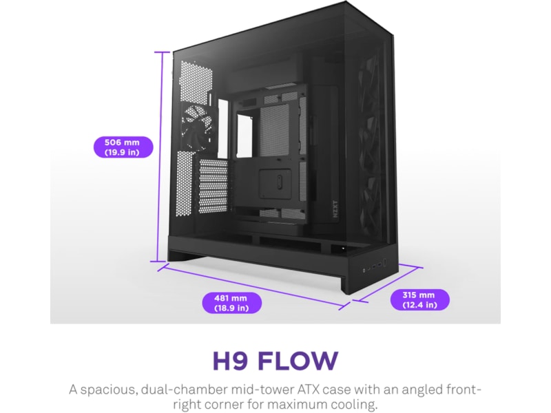 NZXT H9 Flow Mid Tower (sort) Midi tower
