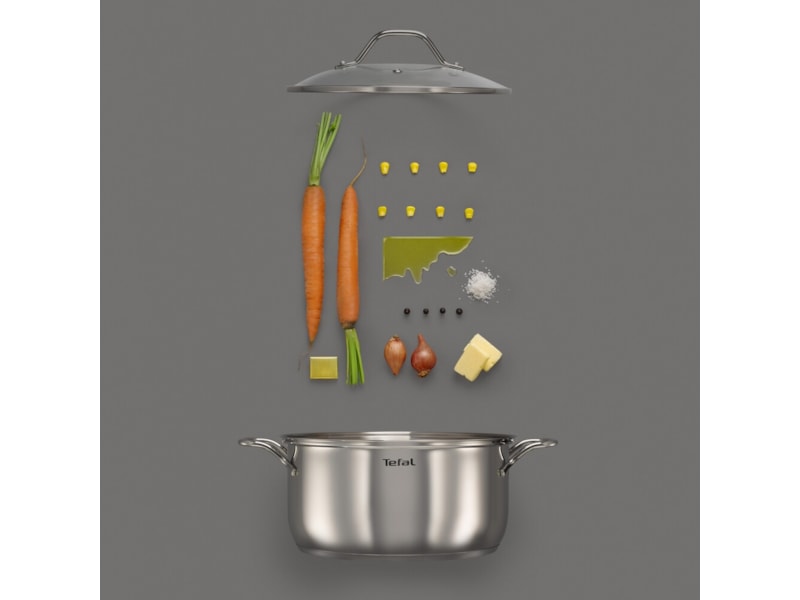 Tefal Intuition 7-delers grytesett i ubelagt rustfritt stål B864S734 Tilbehør til stekeovn og komfyrer