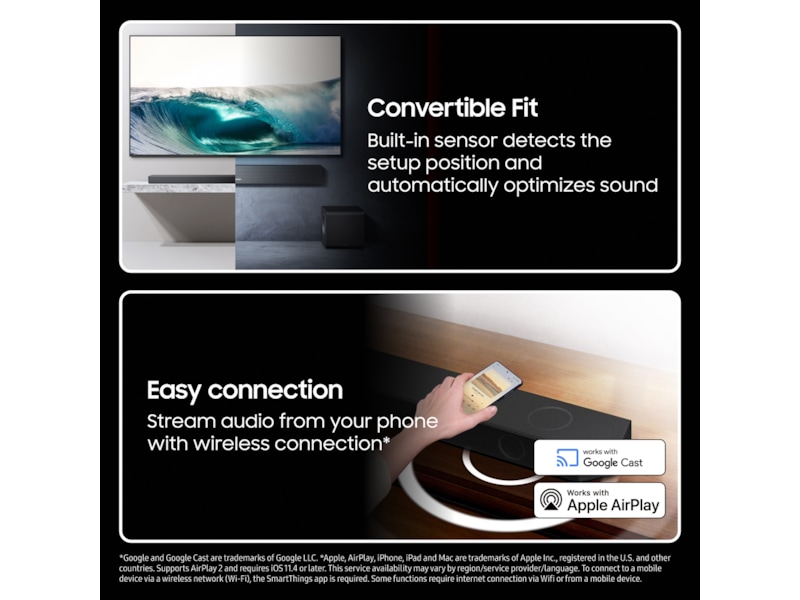 Samsung HW-QS710F soundbar med subwoofer (2025) Lydplanker