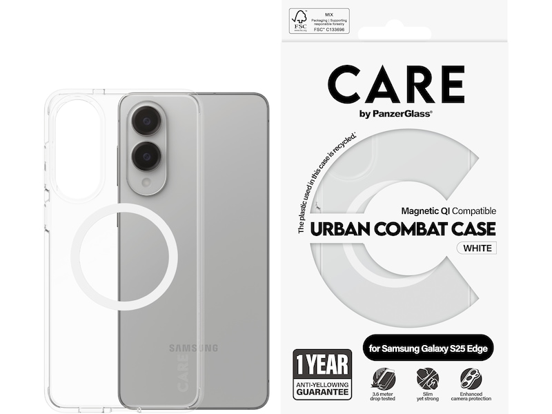 PanzerGlass CARE Galaxy S25 Edge Urban Combat Qi deksel (hvit) Mobildeksel