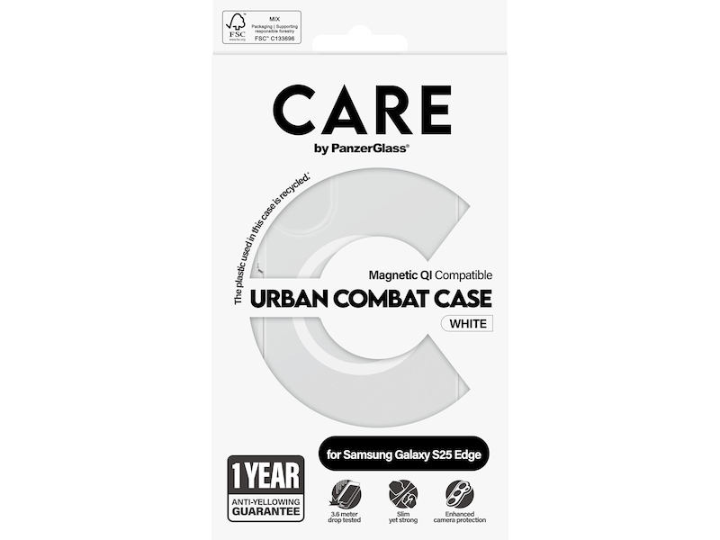 PanzerGlass CARE Galaxy S25 Edge Urban Combat Qi deksel (hvit) Mobildeksel