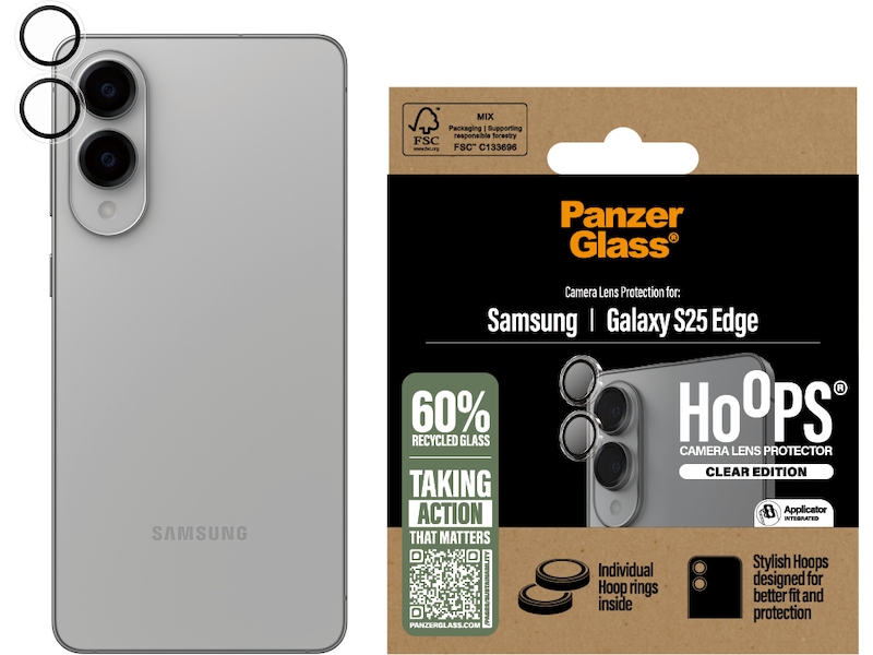 PanzerGlass Galaxy S25 Edge Hoops Linsebeskytter (gjennomsiktig) Skjermbeskytter