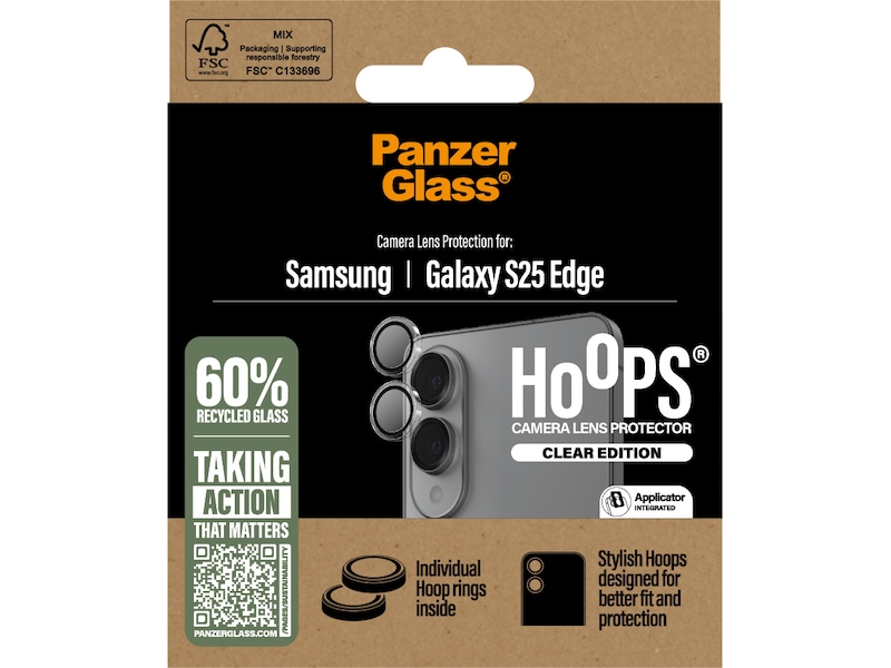 PanzerGlass Galaxy S25 Edge Hoops Linsebeskytter (gjennomsiktig) Skjermbeskytter