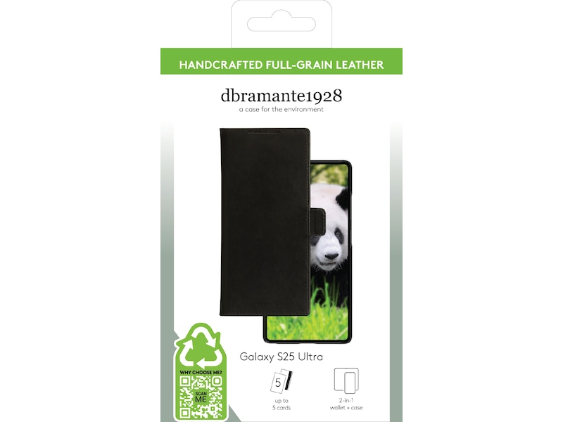 dbramante1928 Galaxy S25 Ultra Lynge 2-i-1 Lommebokdeksel (sort) Mobildeksel